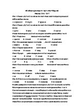 Đề kiểm tra giai đoạn III môn Tiếng Anh Lớp 9 - Năm học 2016-2017 (Có đáp án)